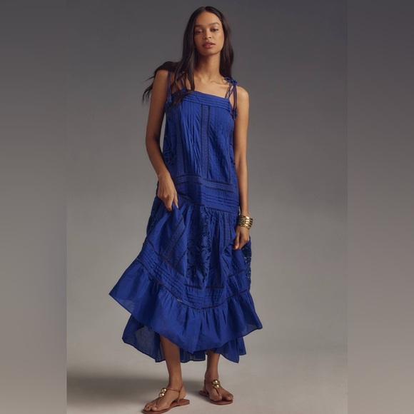 FARM Rio Dresses & Skirts - Farm Rio Blue Lace Sleeveless Maxi Dress Sz. M